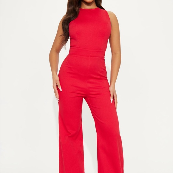 Fashion Nova Red Sleeveless Jumpsuit - Picture 2 of 3